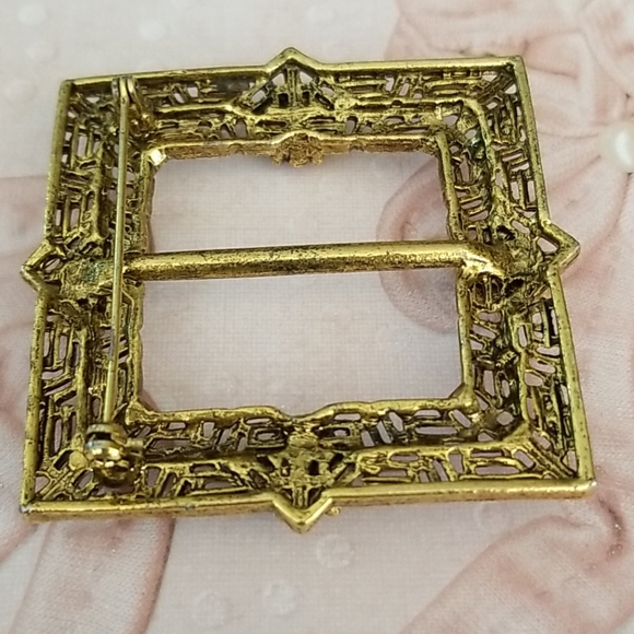 Vintage 1970s Ornate Gold Tone Scarf Clip Brooch - Picture 8 of 12